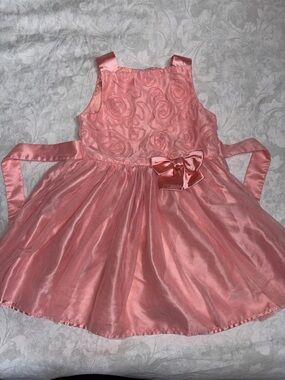 George Girls' Rosette Pink Bodice Satin Pink Party Dress Size 5
